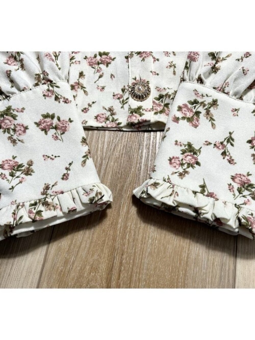 Sister Jane Button Floral Print Peter Pan Collar Blouse Top - Women Size Small - Picture 9 of 16